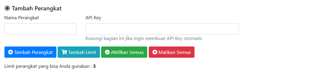 Halaman tambah perangkat